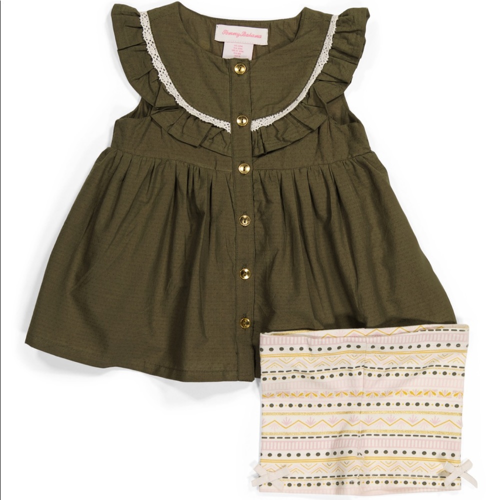 Tommy Bahama | NWT Dobby Dot Peasant Top & Bike Shorts Set
